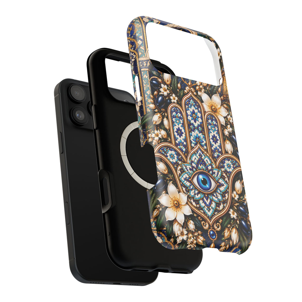 Moroccan Khmisa Zellige Heritage — Magnetic Impact-Resistant iPhone Cover
