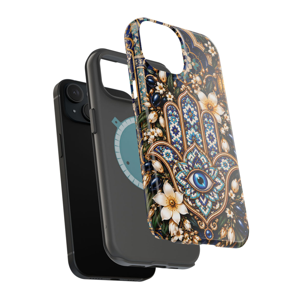 Moroccan Khmisa Zellige Heritage — Magnetic Impact-Resistant iPhone Cover
