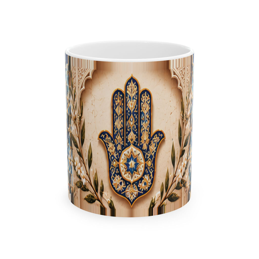 Moroccan Khmisa Heritage Mug – Blue & Gold | NOOR SULTAN