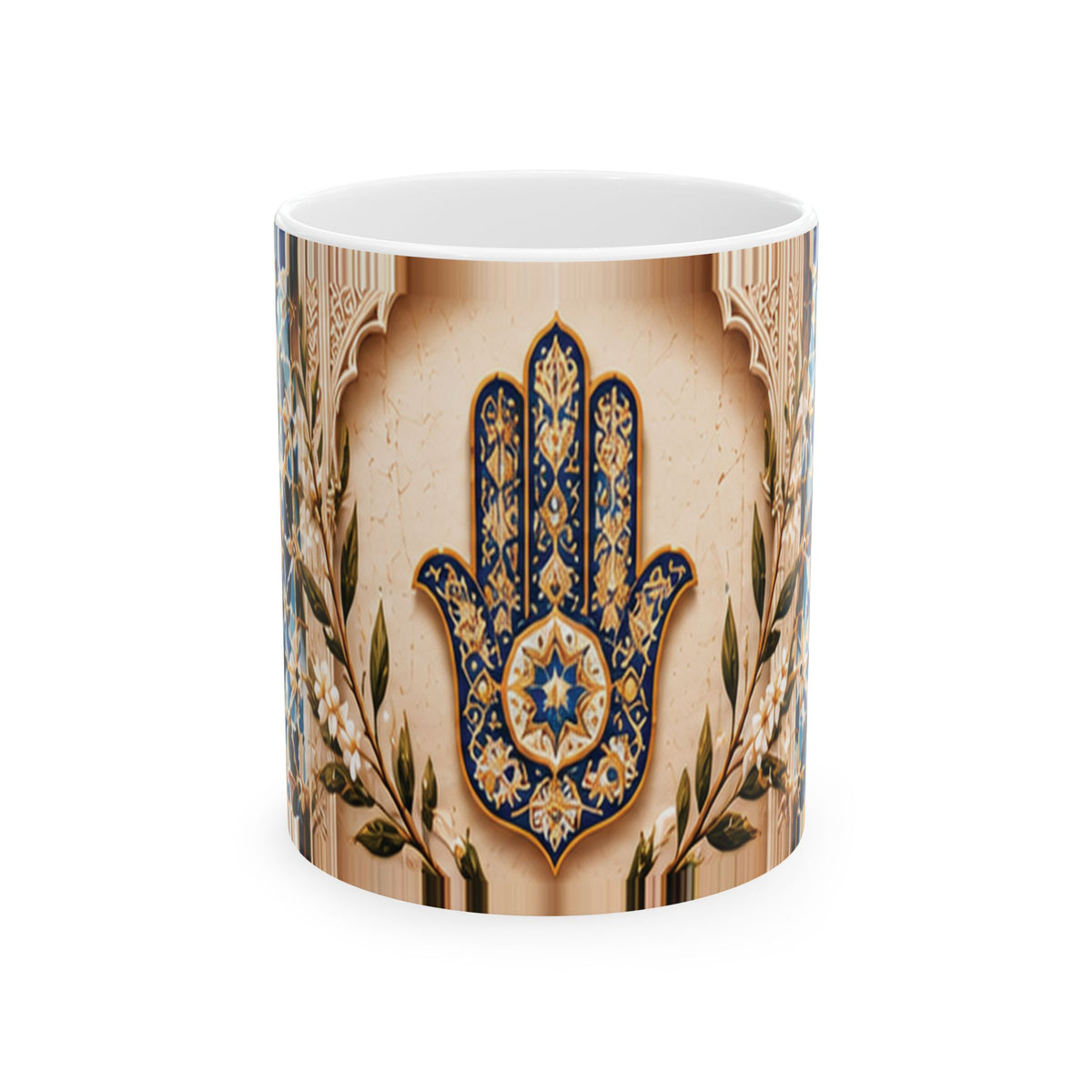 Moroccan Khmisa Heritage Mug – Blue & Gold | NOOR SULTAN