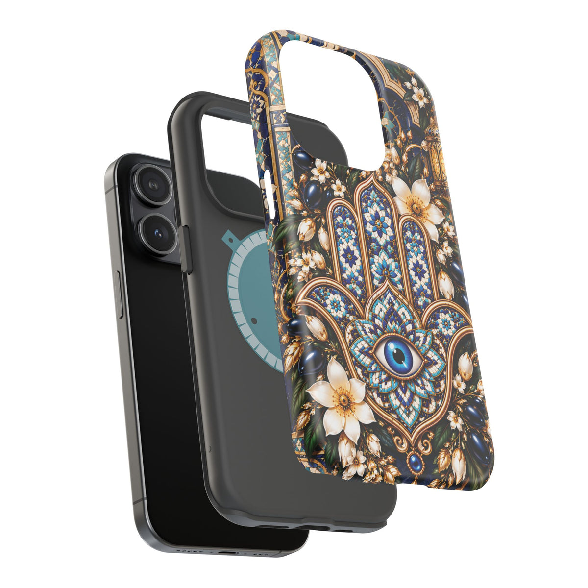 Moroccan Khmisa Zellige Heritage — Magnetic Impact-Resistant iPhone Cover
