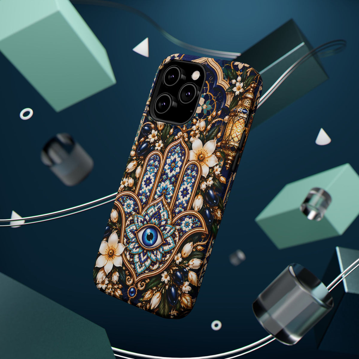 Moroccan Khmisa Zellige Heritage — Magnetic Impact-Resistant iPhone Cover