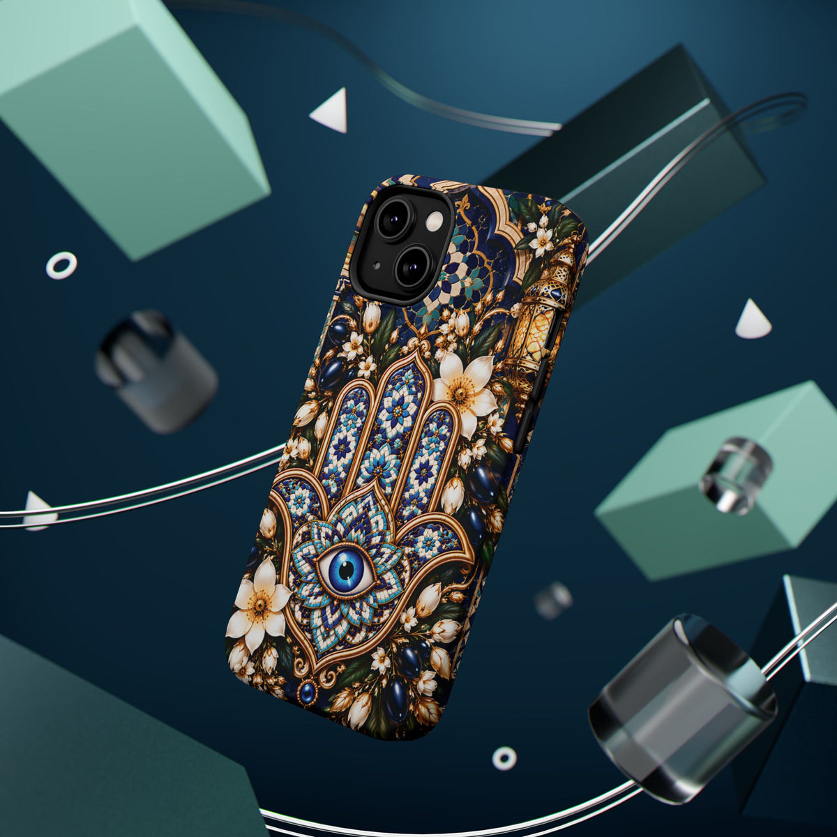 Moroccan Khmisa Zellige Heritage — Magnetic Impact-Resistant iPhone Cover