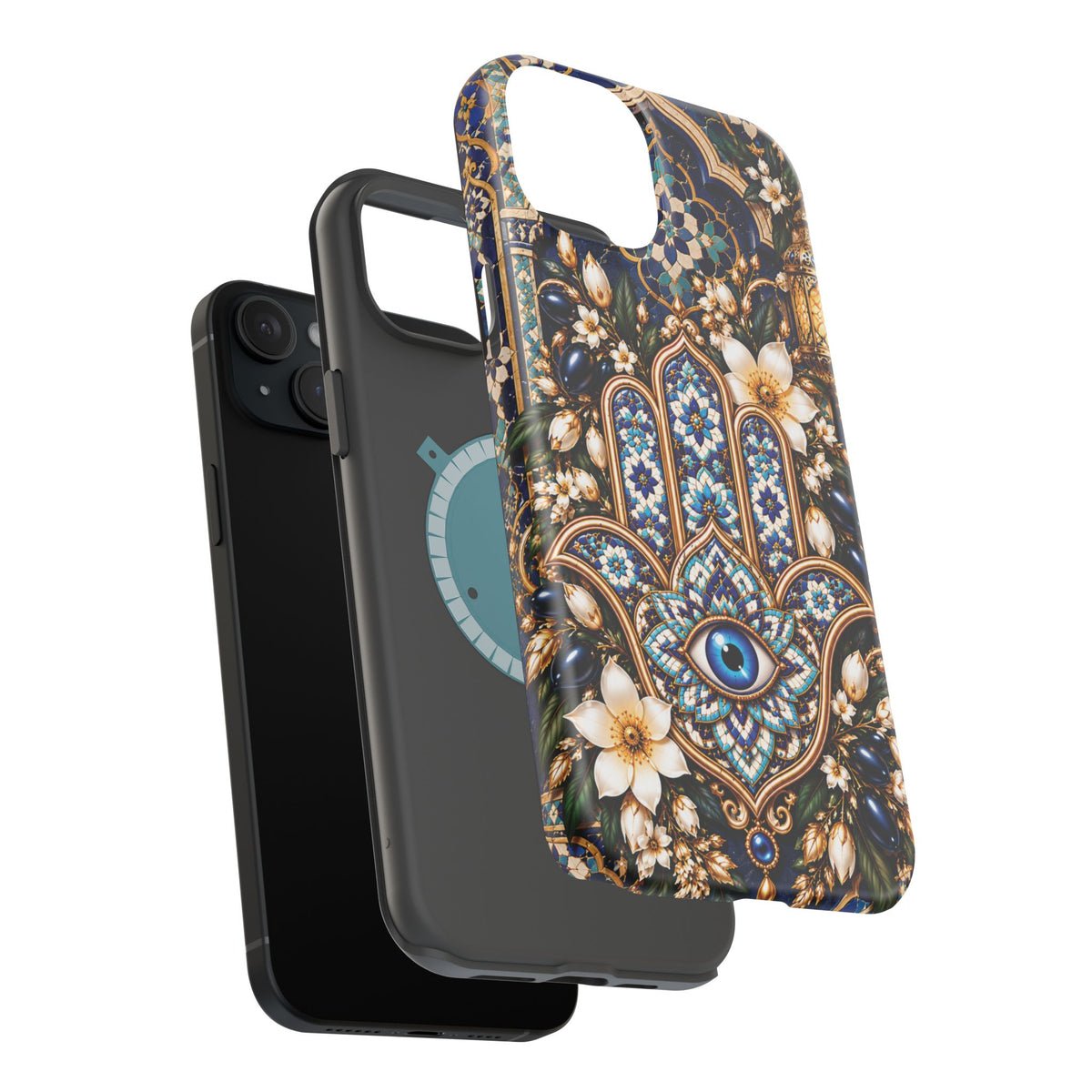 Moroccan Khmisa Zellige Heritage — Magnetic Impact-Resistant iPhone Cover