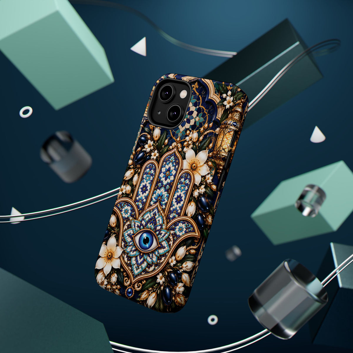 Moroccan Khmisa Zellige Heritage — Magnetic Impact-Resistant iPhone Cover