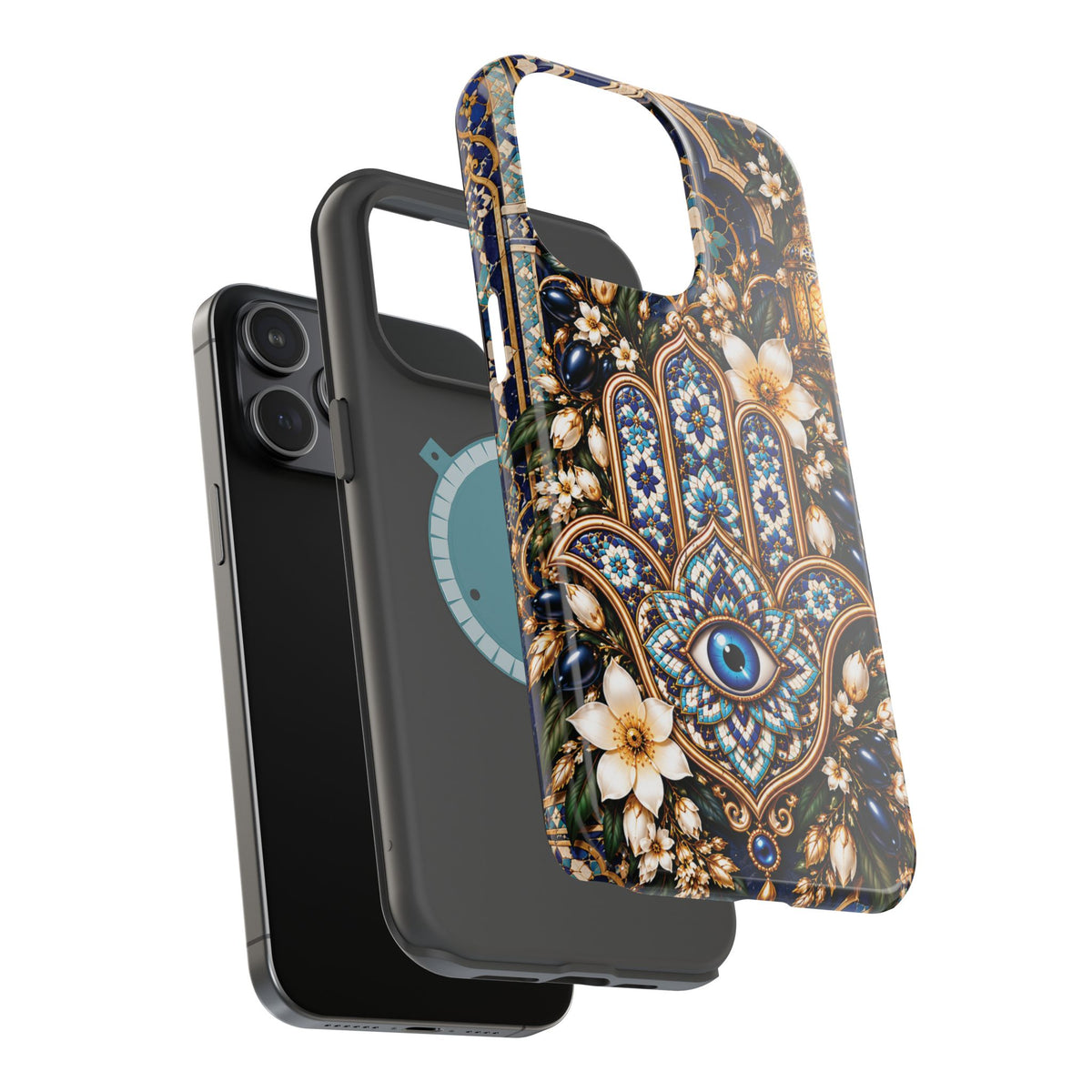 Moroccan Khmisa Zellige Heritage — Magnetic Impact-Resistant iPhone Cover