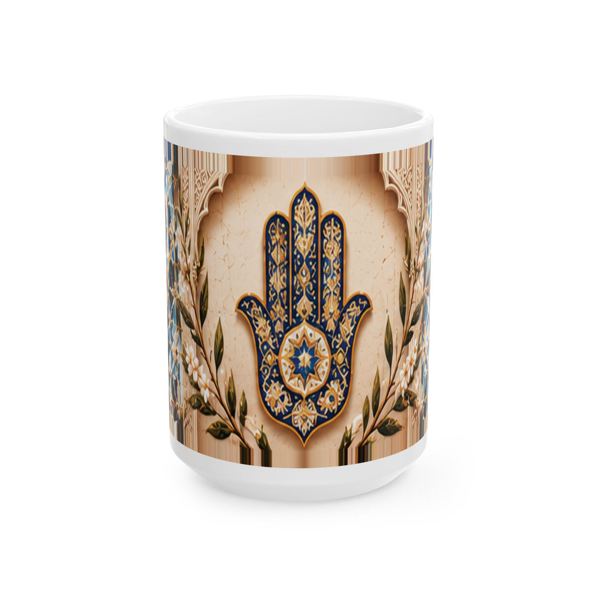 Moroccan Khmisa Heritage Mug – Blue & Gold | NOOR SULTAN