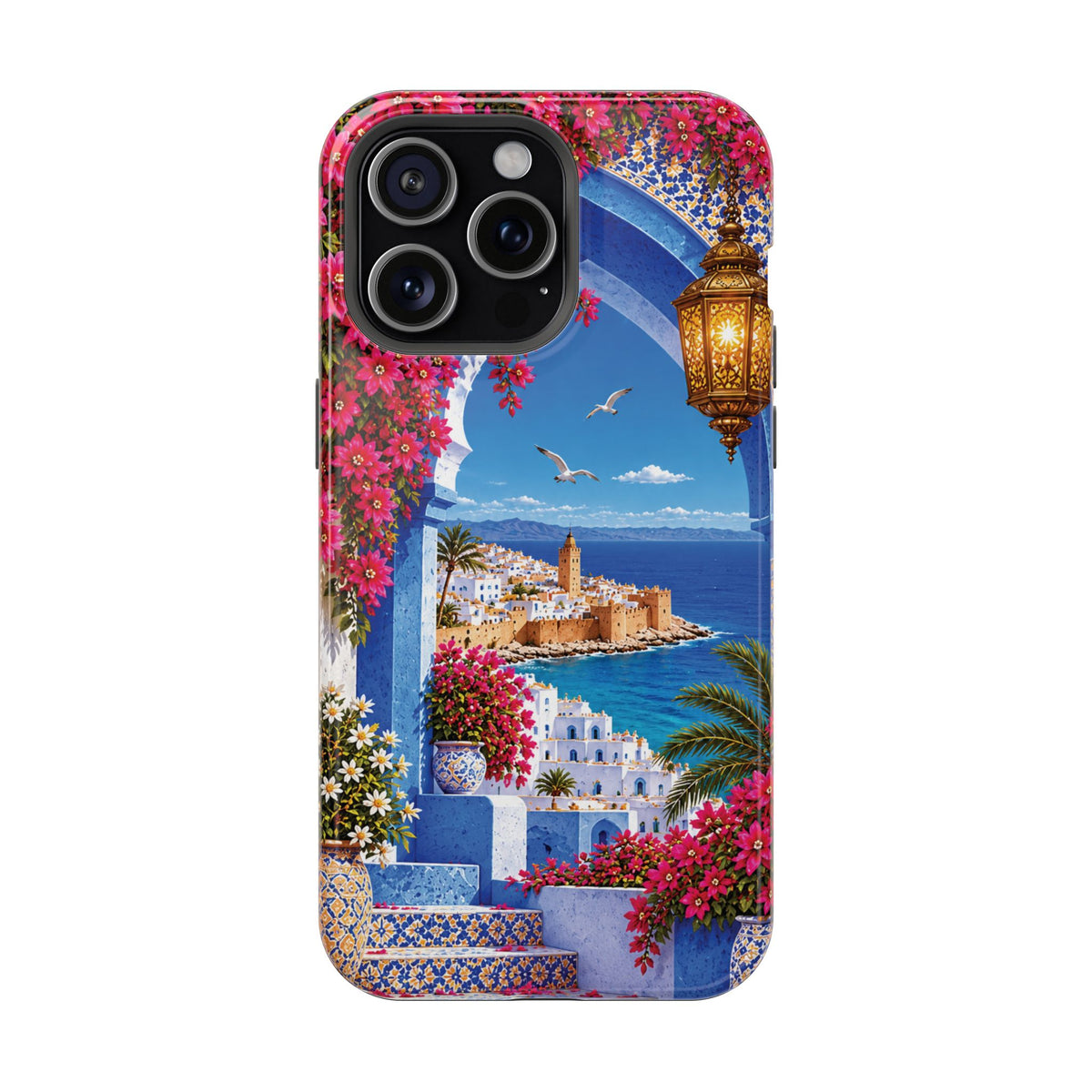 Moroccan Blue Medina — Magnetic Impact-Resistant iPhone Cover